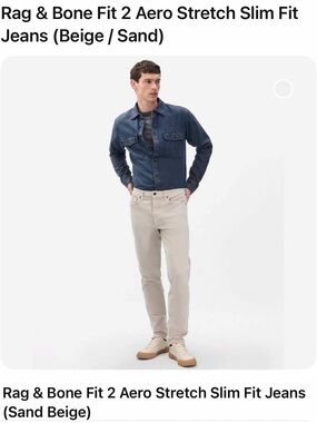 rag & bone Slim Straight-Trim Jeans in Sand Beige